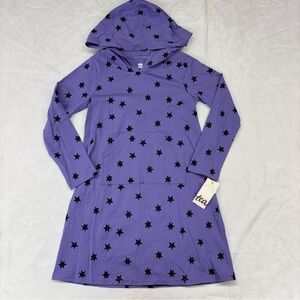 NEW Tea Collection Hooded Pocket Dress Stars Purple Black Size 7